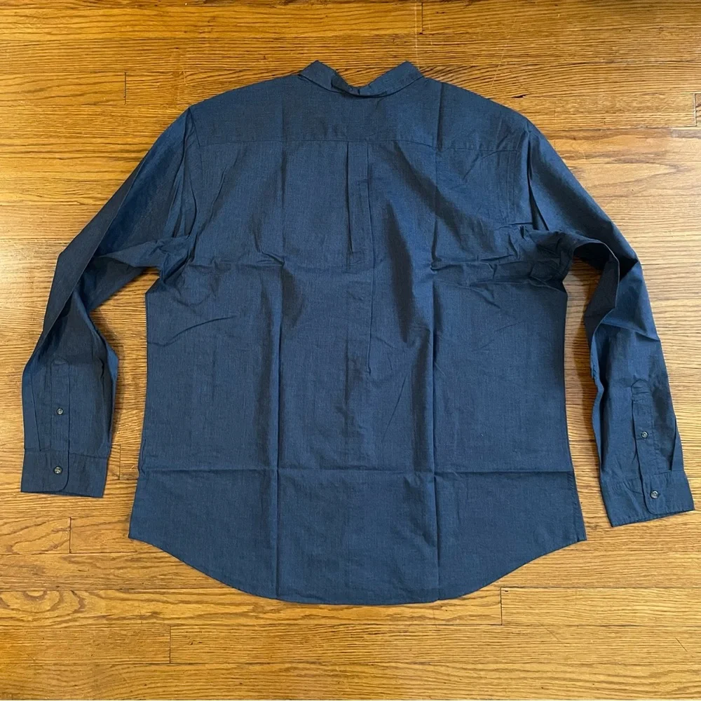 NWT Tall Thin Lightweight Navy Blue Button Down Shirt - Picture 4 of 7